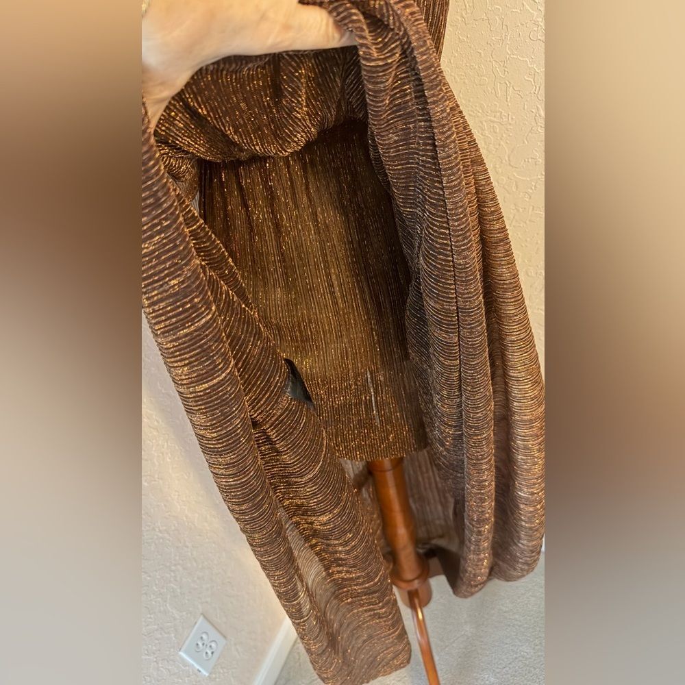 $395 Sabina Musáyev Helena Metallic Tiered Maxi Dress
No belt. Bronze  sz M - Picture 10 of 11